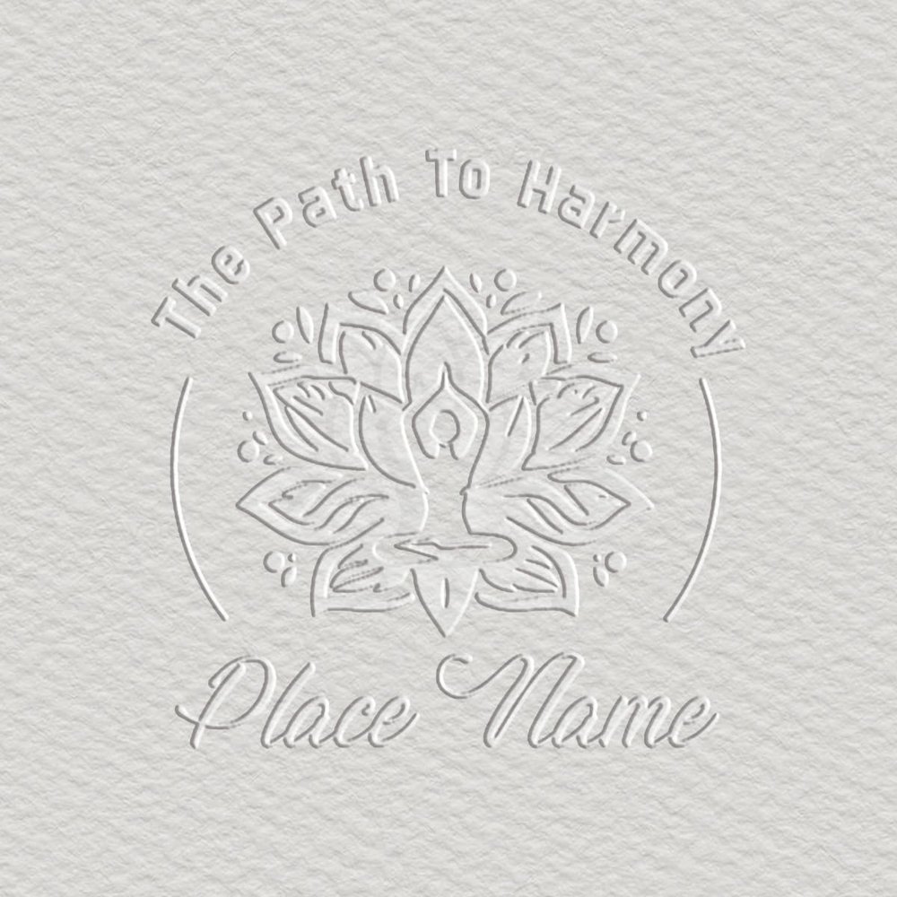 Custom Meditation Embosser - Path to Harmony with Personalized Name - 1-5/8" Round Embosser, Mindfulness Embosser, Harmony Embosser, Spiritual Embosser, Wellness Embosser, Zen, Tranquility Embosser
