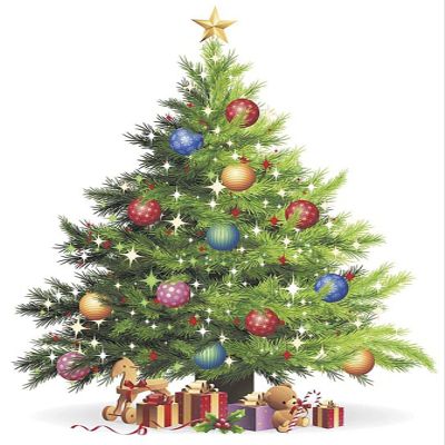 Christmas Tree Overglaze Waterslide Ceramic Decals 3.75 Inch (2 Decals)