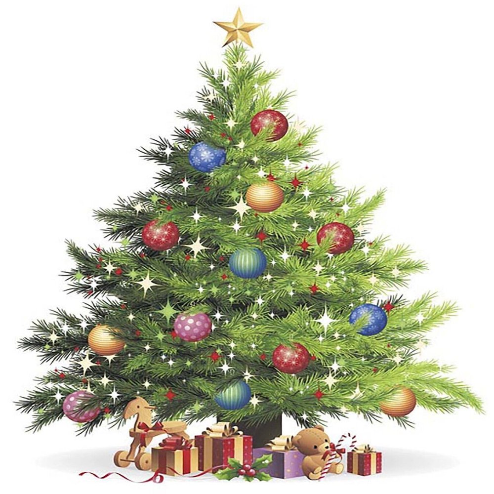Christmas Tree Overglaze Waterslide Ceramic Decals 3.75 Inch (2 Decals)