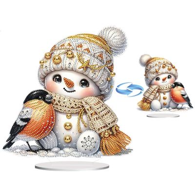 DoxQcs DIY Dot Diamond Ornaments for Adults, Christmas Diamond Art Painting Home Decoration Desktop Ornaments for Home Office Decor (Double-Sided Pattern Single-Sided Diamond)-#16-Snowman