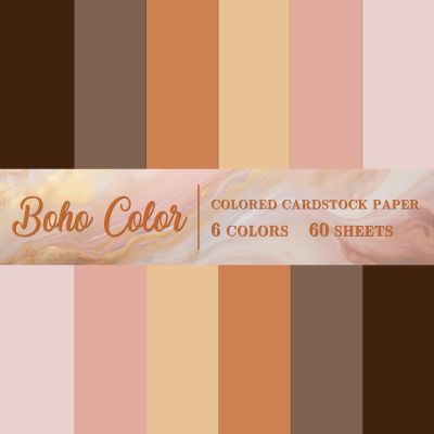 60 Sheet 8.5 x 11 Inch Boho Colored Card Stock Paper Pink Brown Thick Paper Cards Colored Scrapbook Papers for Prints DIY Arts Crafts School Office Home Supplies, 65lb