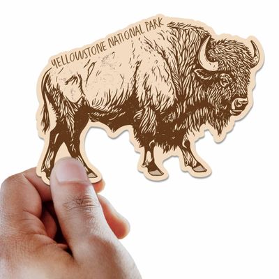 Yellowstone National Park Buffalo Bumper Sticker, Cute Wyoming Bison Decal for Hydroflask, Cool YNP Souvenir