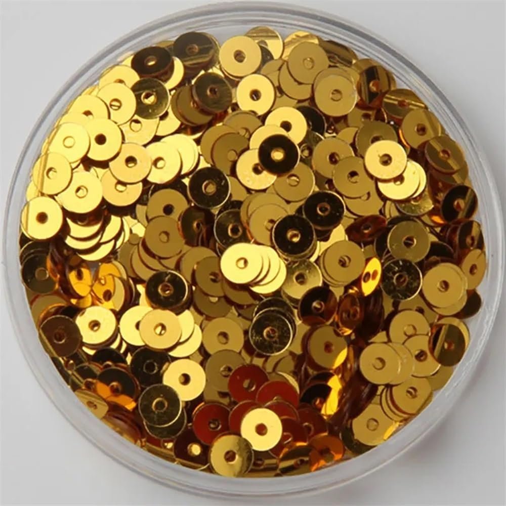 10g/20g/50g Flat Round Loose Sequin Sequin Suitable for Sewing Craft DIY Costume Accessory(Gold,5mm 50g)