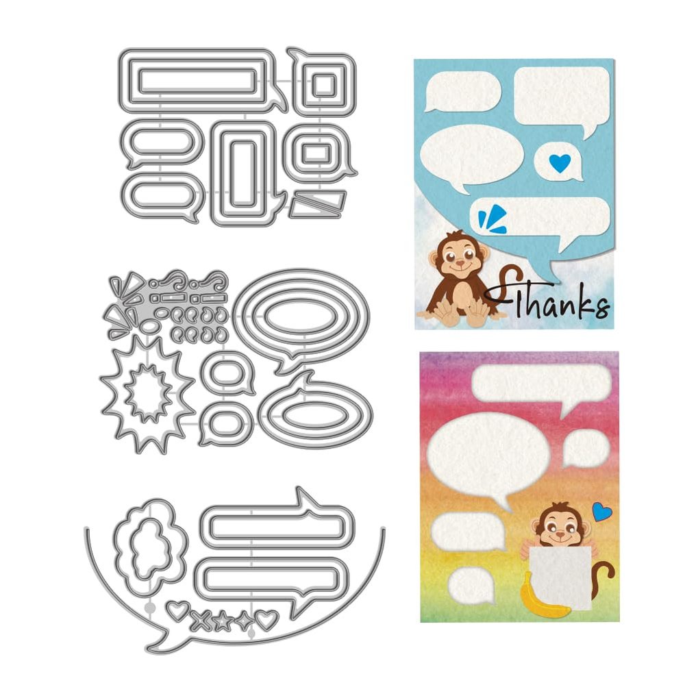 WADORN 3Pcs Dialogue Bubble Cut Die, Conversation Bubble Cutting Die Metal Stencil Scrapbooking Tool Craft Carbon Steel Embossing Template for DIY Photo Album Paper Embossing Scrapbooking Supplies