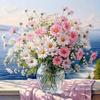 Zythron Flowers Diamond Art Kits for Adults, Flower Diamond Painting Kits for Beginners, Pink Daisy vase DIY 5D Gem Art,Diamond Art for Adults for Gift Home Decor 14x14 inch view 1