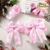 Chitidr 6 Rolls 30 Yard Winter Wired Ribbon 2 Inch Snowflake Snowman Ribbon Winter Swirl Burlap Wonderland Gift Wrapping Thread for Tree Topper Wreath DIY Craft Bow Decor(Snowflake,Pink, White) view 4