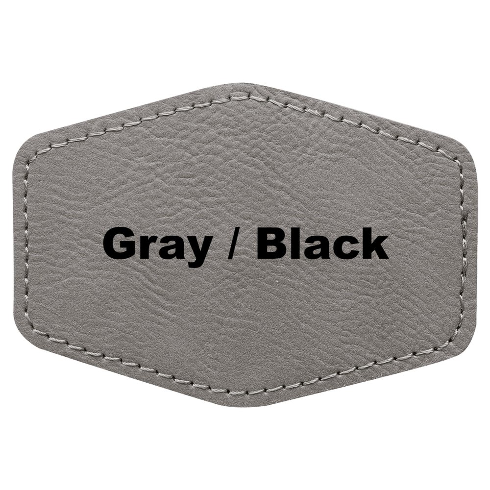 3.5"x2.5" Hexagon Blank Laserable Leatherette Hat Patches with Adhesive Faux Leather Patches for Hats Custom Fabric Repair Sew Laser Supplies (Gray/Black, 100)