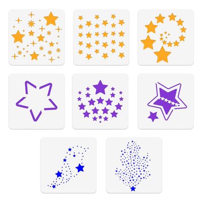 NBEADS 8Pcs Stars Painting Stencil, 6x6 Inch Reusable DIY Art and Craft Stencils Hollow Out Drawing Painting Template for Painting on Wood Fabric Paper Walls Canvas Furniture