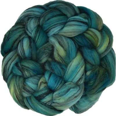 Hand Dyed Superfine Merino Tencel Roving for Spinning and Felting. 1oz Myrtle Green