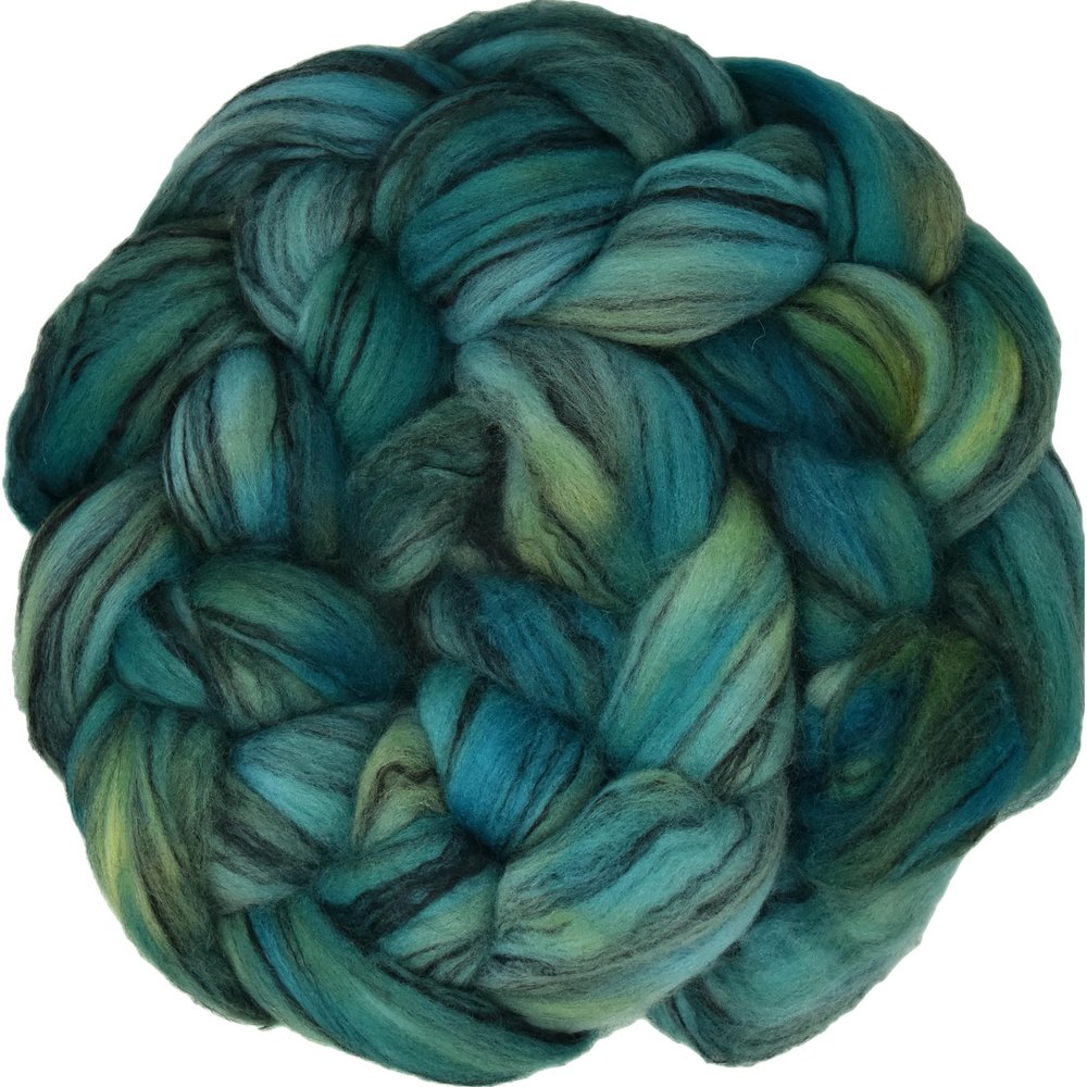 Hand Dyed Superfine Merino Tencel Roving for Spinning and Felting. 1oz Myrtle Green