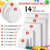 Stretched Canvas - 4x4, 5x7, 8x10, 9x12, 11x14 and Round Canvas 8x8, 10x10 (2 of Each) Total 14 Canvas Pack - 100% Cotton Blank Canvases for Oils Acrylics and Pouring view 2