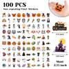 Halloween Stickers, 100 PCS Halloween Stickers Bulk, Big Halloween Sticker for Party Favor, Cute Vinyl Ghost Pumpkin Clown Sticker Decal for Halloween Party Decorations view 2