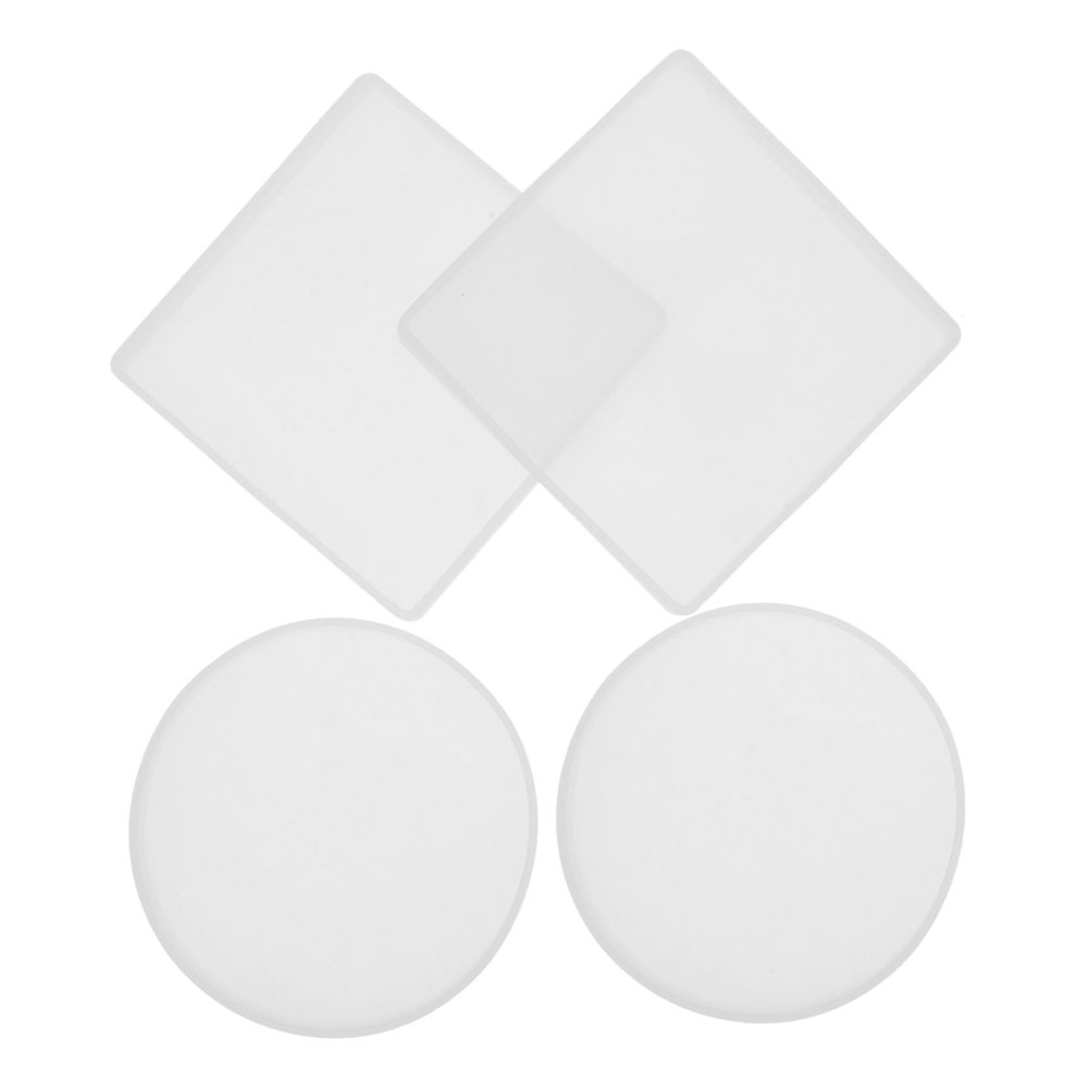 GLSTOY 4pcs Coaster Silicone Molds DIY Resin Epoxy Coasters Molds Round Square Molding Kit