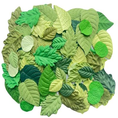 RATREE 888 100 pcs Mlberry Paper Leaves Rose Leaves Sunflowers Leaves Hydrangea Leaves Lotus Leaves Scrapbooking Wedding DIY Craft Supplies Card (Mixed Green Leaves.)