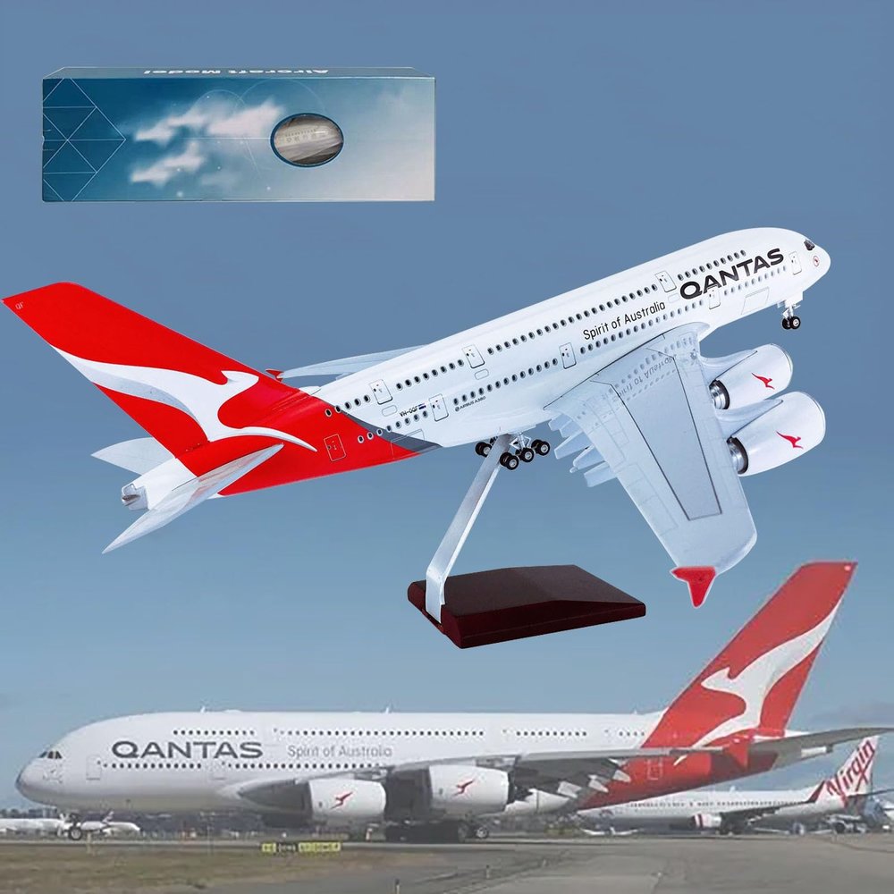 Airplane Model 18.1" 1: 162 Scale Model Jet Models Airplane Australian A380 Plane Model Diecast Collectibles Resin Aircraft Model for Collection Or Gift(Ordinary)