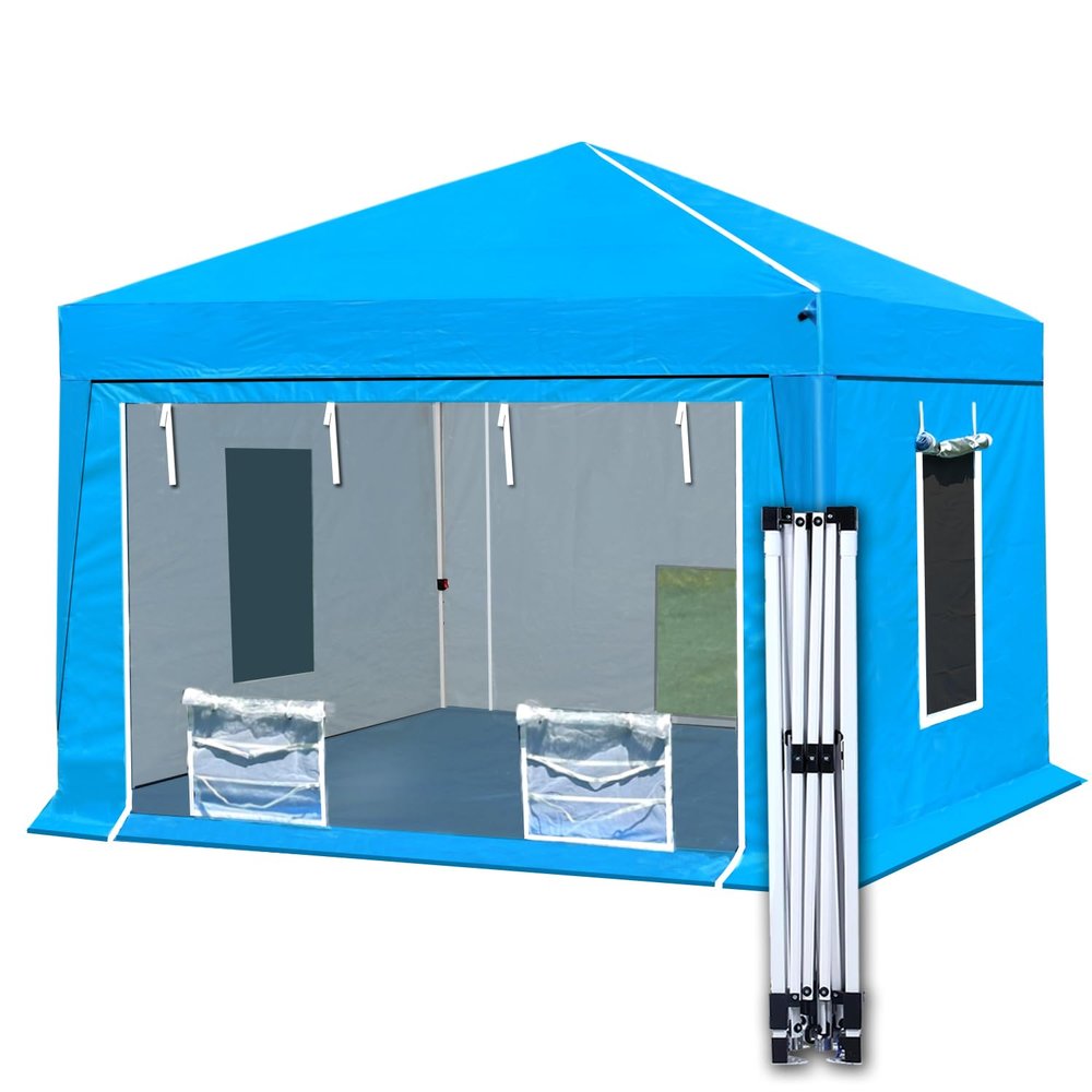 CooTentler 10X10X9FT Waterproof Portable Paint Booth with 2pcs Air Filters & Foldable Frames, Rainproof Spray Booth for Auto Parts, Furniture and Other Items Painting (Blue)