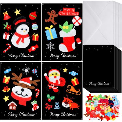 Knitgrip 24 Set DIY Christmas Card Making Kits Snowman Kit Handmade Cards Santa Claus Greeting Card Kit Envelopes All Supplies for DIY Craft Christmas Decoration Party Favors