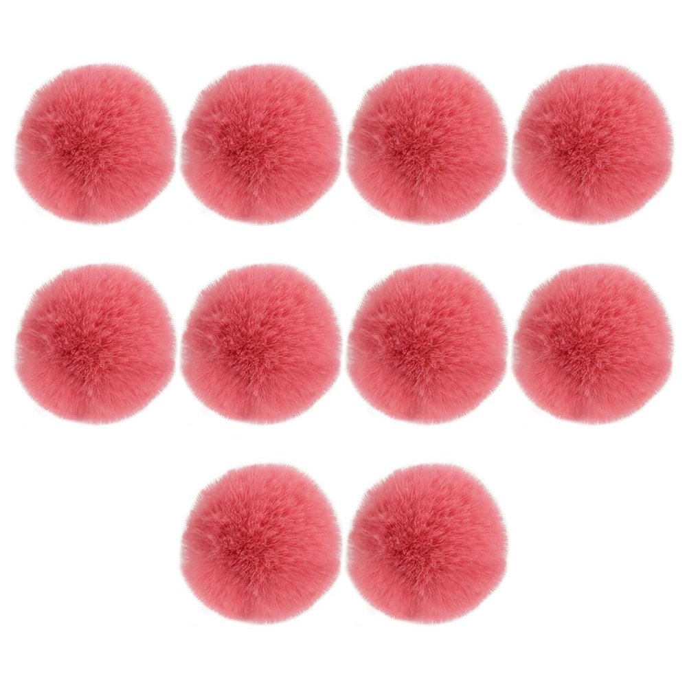 ECYC Ltd 10 Pcs 2" Mini Faux Fur Pom Poms for Crafts, Small Fluffy Pom Poms with Elastic Loop Soft Pompoms Balls for DIY Crafts, Key Chain, Jewelry Making, Knitting Projects, Clothing Decorations