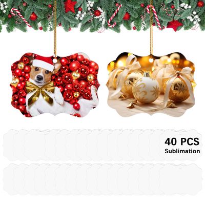 40 pcs 3.9" 2.8" Metal Sublimation Ornament Blank,Double Sided Sublimation Ornaments,Sublimation Christmas Ornament Blanks for Christmas Tree Decor Ornaments DIY Handmade Crafts