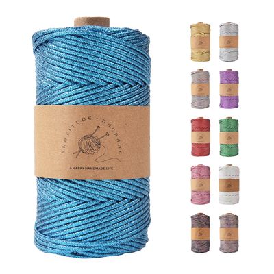 KNOTITUDE 3mm x 87 Yards(80M) Metallic Braided Rope PET Craft DIY Wrapping Decoration Macrame Knotting Cord Twine / 03-Blue