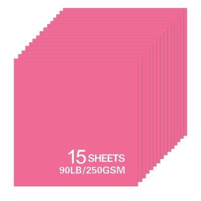 15Sheets Pink Cardstock Paper, 12x12 Card stock for Cricut, Thick Construction Paper for Card Making, Scrapbooking, Craft 90 lb / 250 gsm (Pink)