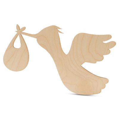 DIY Stork Baby Shower Decorations 23-inch, 1/8 inch Thick, Pack of 5 Pregnancy Announcement/Baby Announcement Sign Prop for Nursery Decor, by Woodpeckers