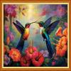 Foxhool Stamped Cross Stitch Kits,11CT Printed Cross Stitch Pattern Full Embroidery Kits for Beginner Needlepoint Kits-Hummingbirds Collect Honey 16x20 inch view 1
