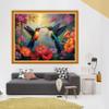 Foxhool Stamped Cross Stitch Kits,11CT Printed Cross Stitch Pattern Full Embroidery Kits for Beginner Needlepoint Kits-Hummingbirds Collect Honey 16x20 inch view 2