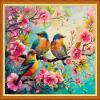 Foxhool Stamped Cross Stitch Kits,11CT Printed Cross Stitch Pattern Full Embroidery Kits for Beginner Needlepoint Kits-Peach Blossom Bird 16x20 inch view 1