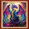 Foxhool Stamped Cross Stitch Kits,11CT Printed Cross Stitch Pattern Full Embroidery Kits for Beginner Needlepoint Kits-Colorful Dragon Flowers 16x20 inch view 1