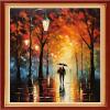 Foxhool Stamped Cross Stitch Kits,11CT Printed Cross Stitch Pattern Full Embroidery Kits for Beginner Needlepoint Kits-Couples Strolling on Rainy Nights 16x20 inch view 1