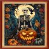 Foxhool Stamped Cross Stitch Kits,11CT Printed Cross Stitch Pattern Full Embroidery Kits for Beginner Needlepoint Kits-Funny Skeleton 16x20 inch view 1