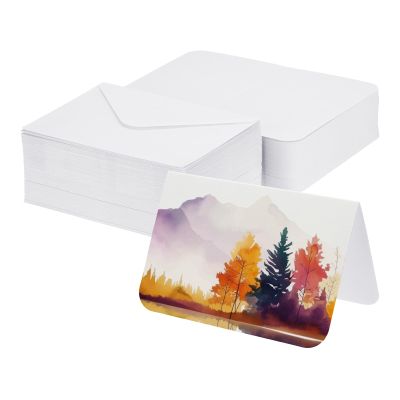 YOKIVE 100 Pcs Round Pure Cotton Paper with Envelopes, Blank Cardstock Painting Board Great for Party Decoration, Crafts, Drawing (White, 8x6-Inch)