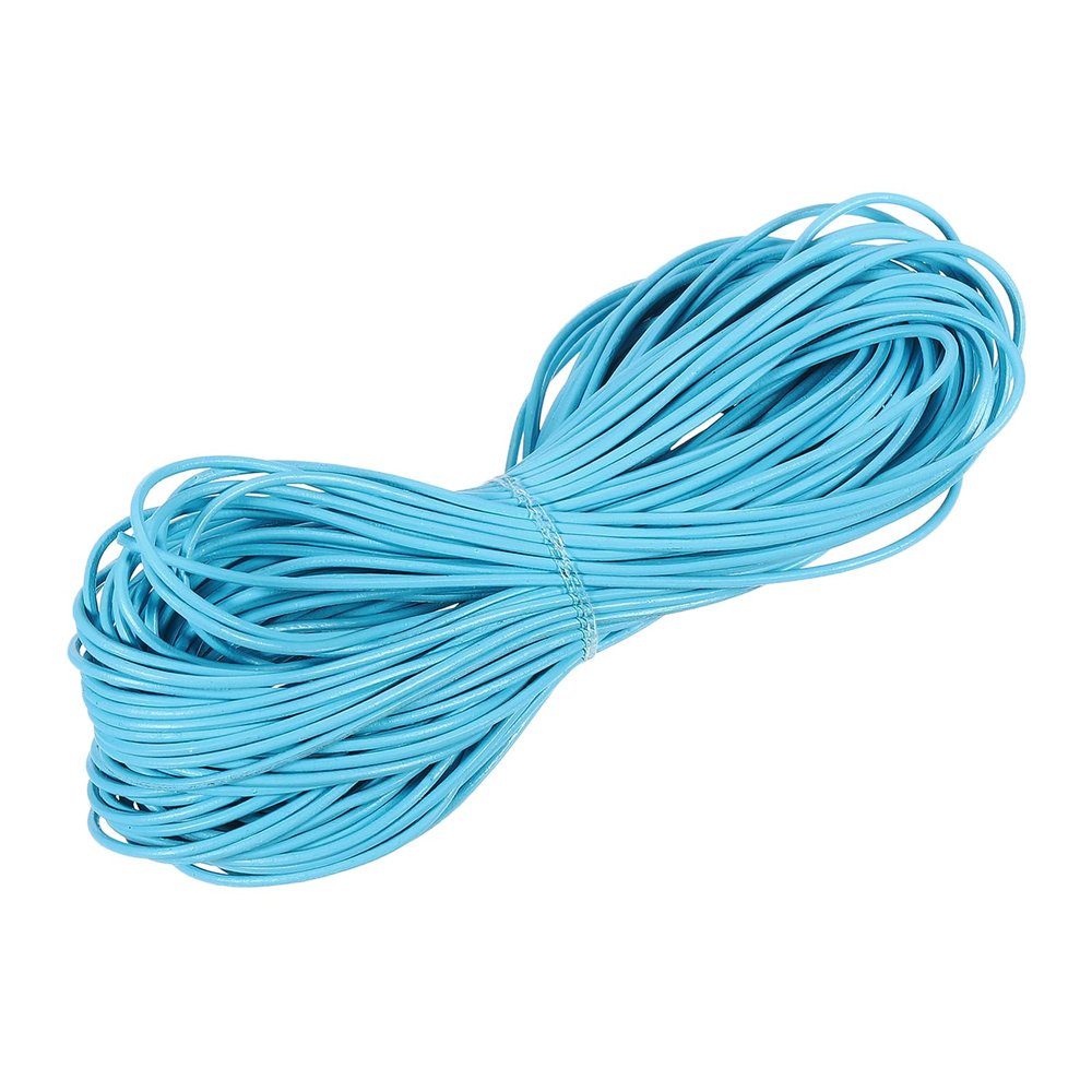 MECCANIXITY Sky Blue Leather Cord, Round Leather String Leather Lace Rope for Necklace, Bracelets, Braiding, Jewellery, Crafts,3mm x 10m