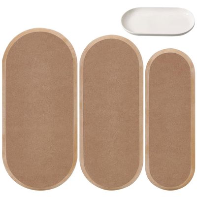 BENECREAT 3 Sizes Oval Ceramic Molds for Clay (11.5x4/12.5x5/13.5x6.5), Wood Oval Pottery Templates for Pottery, Pottery Tools for Handbuilding Dish Plate DIY Craft Supplies