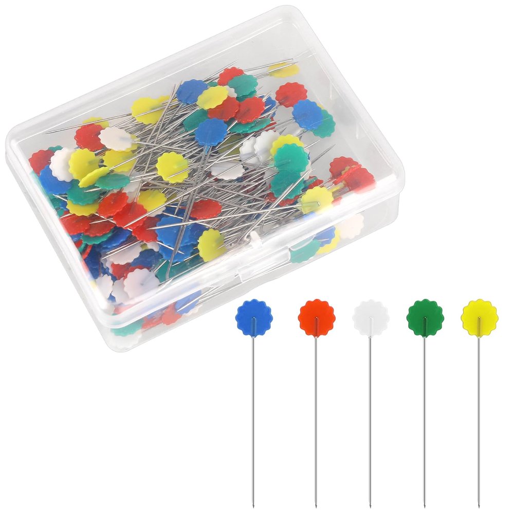 200Pcs Flat Head Straight Pins Sewing Pins Quilting Pins Flat Flower Head Pins for Sewing DIY Projects Dressmaker Jewelry Decoration