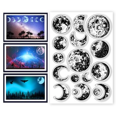 CHGCRAFT Clear Stamps Realistic Moon Phase Silicone Transparent Stamp Silicone Stamps Seals for DIY Scrapbooking Journaling Photo Album Decorative