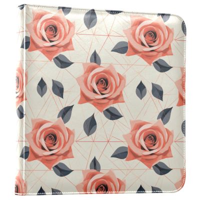 ALAZA Rose Geometric Beige Background Photo Album Self Adhesive Scrapbook Album PU Leather Cover 3 Ring Binders Photo Book for Wedding Family Travel Memory