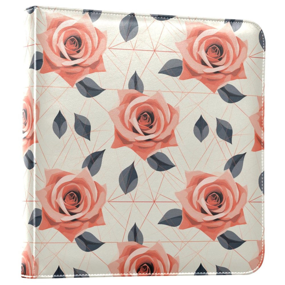 ALAZA Rose Geometric Beige Background Photo Album Self Adhesive Scrapbook Album PU Leather Cover 3 Ring Binders Photo Book for Wedding Family Travel Memory