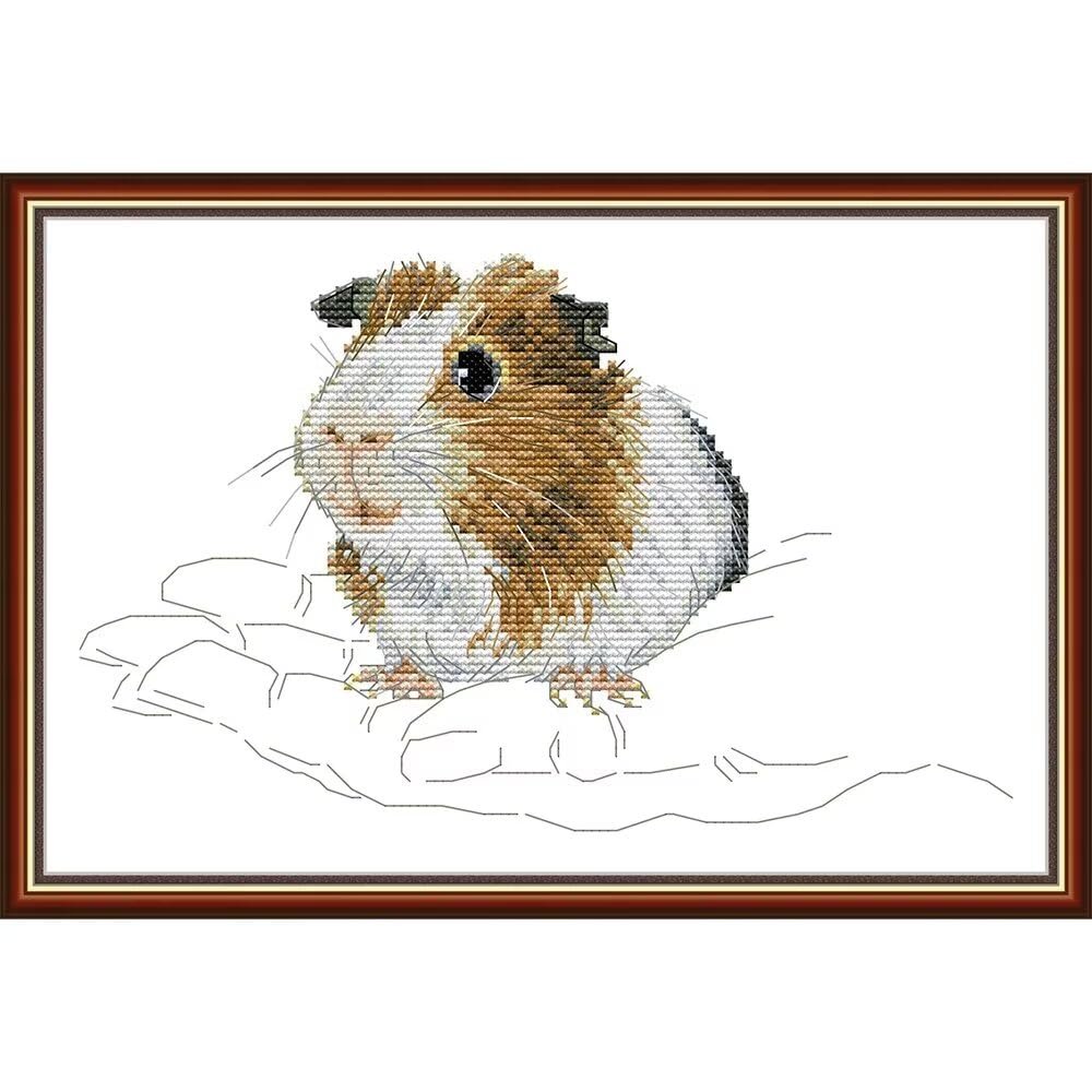 CROSSDECOR Stamped Cross Stitch Kits,Full Range of Cross-Stitch Needlepoint Kits for Adults,DIY Embroidery Kit Arts and Crafts for Home Wall Decor -Guinea Pig in the Palm 3724cm
