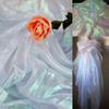 11 Yard Long White Iridescent Organza Fabric with Holographic Effect, 59-Inch Wide, Perfect for Halloween, Wedding Decoration, DIY Dress Costumes, Ideal for Fashion Designers, view 1