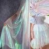 11 Yard Long White Iridescent Organza Fabric with Holographic Effect, 59-Inch Wide, Perfect for Halloween, Wedding Decoration, DIY Dress Costumes, Ideal for Fashion Designers, view 3