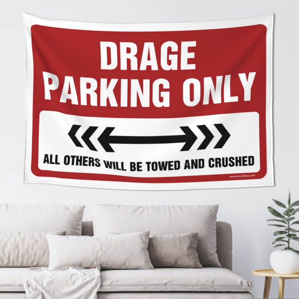 ADWD Garage Decor for Men Drage Parking Only Tapestry Flags for Room Teen Home Decor Men(100X150CM)