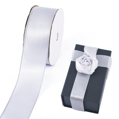 FASHEWELRY 20 Yards Sheer Organza Ribbon 1-1/2 Inch Gray Chiffon Ribbon Thin Organza Tulle Ribbon for Wedding Gift Wrapping Paper Floral Bouquet Bridal Shower Gift