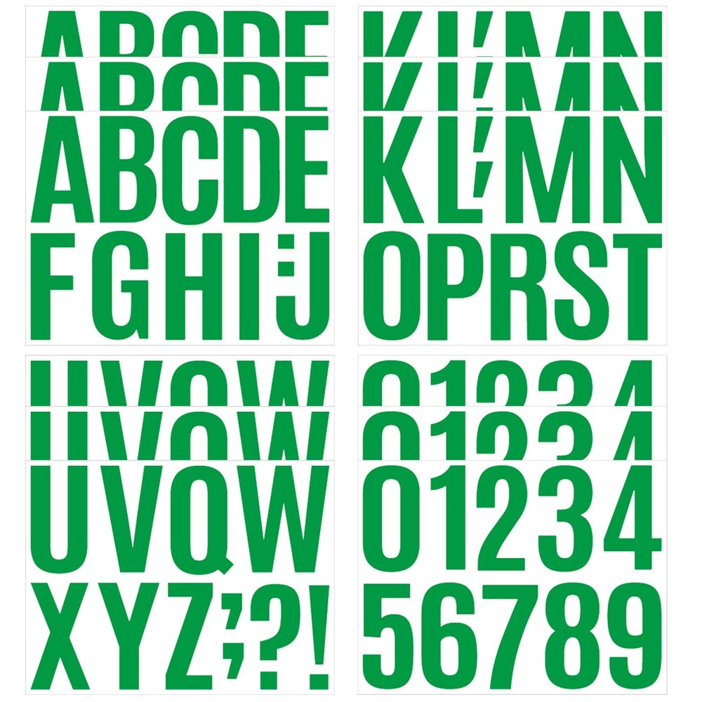12 Sheets Letter Number Stickers,Waterproof Alphabet Sticker for Mailbox, Scrapbooking, Decoration, Craft, Arts, DIY, Decor - Green