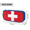 QASNLU Swiss Flag print Double zip stationery bag for office.Pen Case,Travel bag makeup bag daily storage view 4