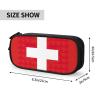 QASNLU Swiss Flag print Double zip stationery bag for office.Pen Case,Travel bag makeup bag daily storage view 4