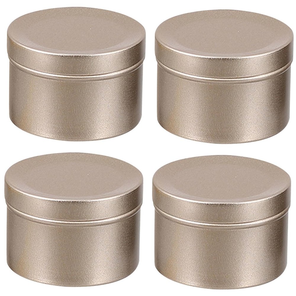 Tofficu 4pcs Aluminum Alloy Candle Containers Scented Candle Jars Empty Holders for Home and Parties Elegant Design for Romantic Atmosphere
