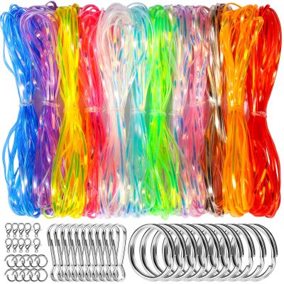 Fandamei Lanyard String Kit, 12 Laser Colors Plastic Lacing Cord, Glossy Laser Color, Lanyard String for Crafts, Bracelets and Jewelry Making Weaving Kit, Plastic for Bracelets