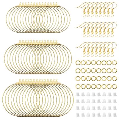 390pcs Earring Making Kit Jewelry Making Supplies Bulk Earring Findings with Round Beading Hoops,Earring Hooks,Jump Rings,Earring Backs for DIY Craft Earring Jewelry Making(K Gold)